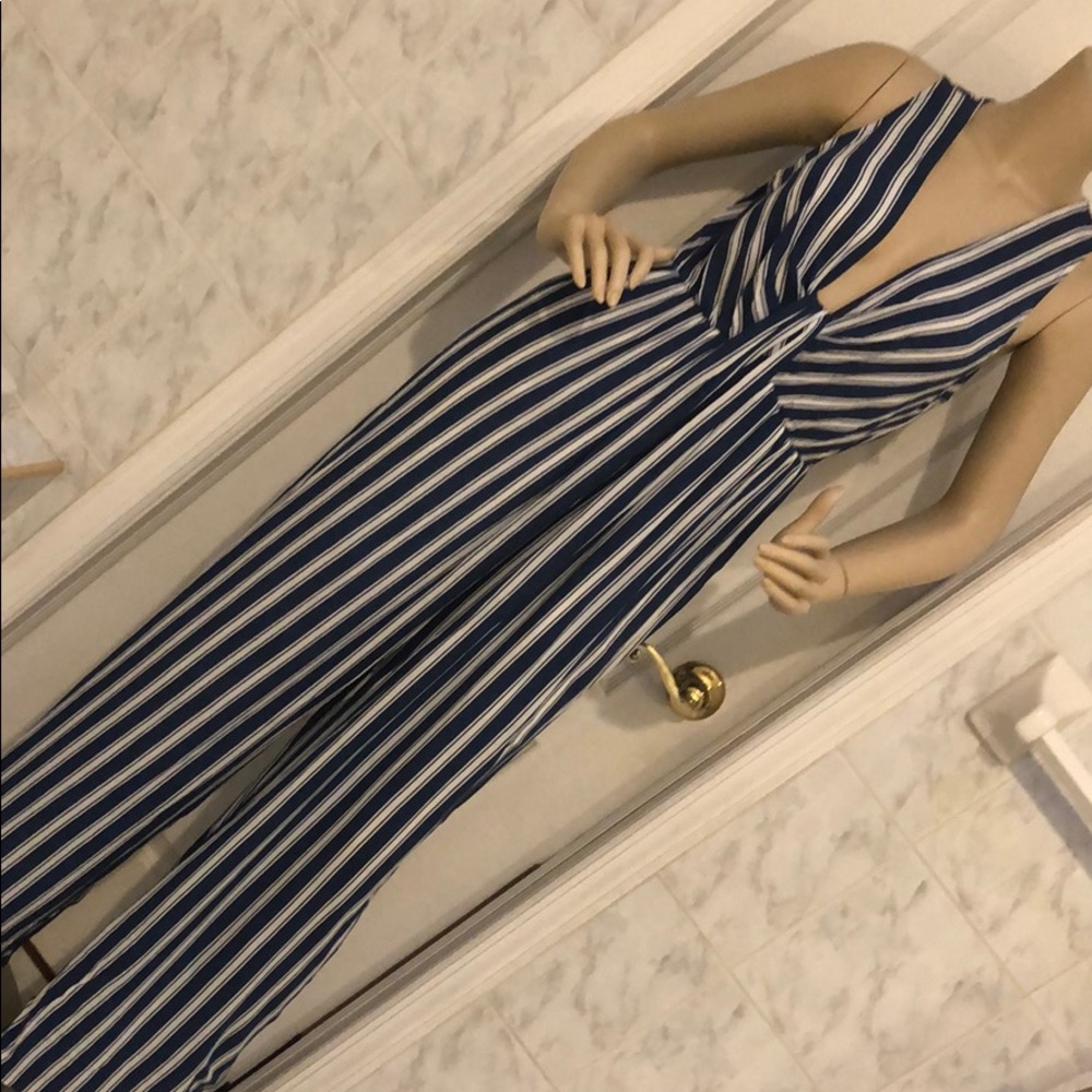 BLUE & WHITE STRIPED JUMPSUIT - Picture 6 of 8